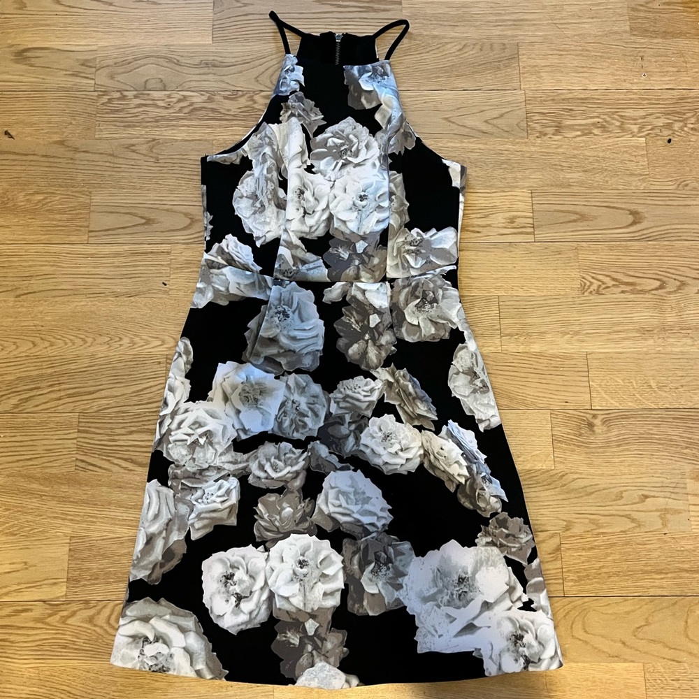 BCBGENERATION Floral Cutout Tank Dress - Black Floral